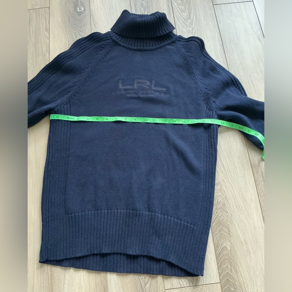 LRL Ralph Lauren Navy Turtleneck Sweater /Y2K cotton Knit - Picture 7 of 13